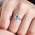 wholesale S925 sterling silver aquamarine ring for women, small and unique design, blue topaz finger ring, adjustable for index finger-0-3