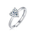 Sterling Silver Heart Ring with Moissanite, Fashionable and Dainty-0-3