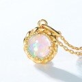 wholesale S925 gold-plated Japanese-style lightweight luxury geometric vintage opal pendant choker necklace for fashionable wholesale-0-2