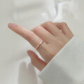 wholesale S925 Sterling Silver Minimalist Open Ring for Women with Linear Diamond Inlay-0-3