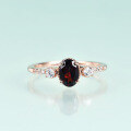 wholesale S925 Sterling Silver with Natural Garnet Inlaid Fashion Light Luxury Gemstone Rose Gold Ring-0-2