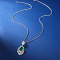 wholesale S925 Sterling Silver Enzela Emerald Full Diamond Oval Collarbone Necklace for Women。-0-3