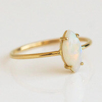 wholesale S925 Sterling Silver Four-Prong Opal Ring,ins-Gold No. 8