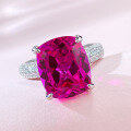 wholesale Metal material first: Mu Jing Jewelry's new luxury Rubellite large diamond ring 10*12mm, live streaming fashion hit for wealthy women's delight-0-1