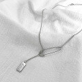 wholesale 925 Sterling Silver Paper Clip Necklace New Trend Minimalist Love Letter Pendant Collarbone Chain-0-1