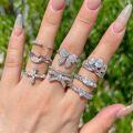 wholesale S925 Sterling Silver Cross-Border Women's Ring with Exquisite Crown, Bow, Teardrop, and Marquise Zircon Design, Light Luxury Advanced Band-0-0