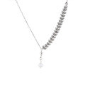 wholesale S925 Sterling Silver Retro Korean-style Wheat Grain Pearl Tassel Pendant French Literary Chic Versatile Necklace-0-4