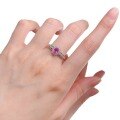 wholesale S925 Sterling Silver 4*6 Pink Crystal Ring Women's Daily Minimalist Versatile Ins Style。-0-4