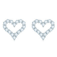 S925 Sterling Silver Moissanite Women's Geometric Square Stud Earrings-【Hollowed-out heart shape】