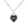 wholesale S925 Sterling Silver Bow Heart Pendant Necklace, Women's Small and Exquisite Minimalist Resin Collarbone Chain, Japanese and Korean New Style-0-4