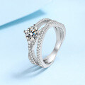 wholesale 925 Sterling Silver Ring for Women, Three Lifetimes Micro-Set Luxury 1-Carat Moissanite Diamond Ring for Girlfriend, Wedding Ring-0-1