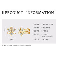 925 Sterling Silver Square Double Prong Single Stone D Color Moissanite Earrings-Flower earrings [K gold]  925 silver