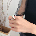 wholesale S925 Sterling Silver Korean Style Minimalist Geometric E Letter Ring, Ins Light Luxury Versatile Trendy Women's Ring-0-2