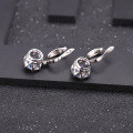 wholesale S925 silver inlaid with colorful gemstone crystal earrings, trendy minimalist and elegant European and American style-0-2