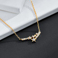 wholesale S925 Sterling Silver Plated with White Zircon Exquisite Double Meteor Pendant Necklace, Luxury Style High-Quality Jewelry Source Factory-0-3