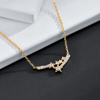 wholesale S925 Sterling Silver Plated with White Zircon Exquisite Double Meteor Pendant Necklace, Luxury Style High-Quality Jewelry Source Factory-Double Meteor Sterling Silver Necklace