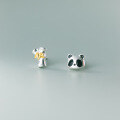 wholesale S925 silver stud earrings women Korean style fashionable drip glue animal panda bamboo frosted ear accessories M01605-0-3