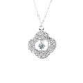 S925 Sterling Silver Four-Leaf Clover Dreamcatcher Necklace with Moissanite Pendant-0-3