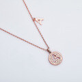 wholesale S925 Sterling Silver Designer Letter A Necklace with Moissanite Gift Round Coin Pendant Cross-Border-0-2