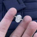 wholesale S925 Silver Four-Prong Setting 9*13mm Pigeon Egg Diamond Ring for Proposal and Engagement, Gift for Her-0-3