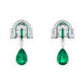 wholesale 925 Silver Gold-Plated Earrings with High-Carbon Diamond, Muzo Green Waterdrop Shape, Art Deco Decorative Jewelry for Women-0-4