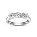 wholesale Silver Plated Gold, 50mm Round Moissanite Three-Stone Minimalist Ring for Women, Versatile Ins Style-0-0