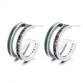 wholesale S925 Sterling Silver Double Layer Epoxy Avocado Color Rainbow Zircon Ear Studs Fashionable Light Luxury Style Trendy Earrings-0-4