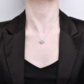 S925 Silver Four-Leaf Clover Pendant Necklace, Moissanite, Light Luxury Style-0-1