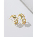 wholesale 925 Sterling Gold D-shaped Half Moon Earrings for Women, French Openwork Long Drop Earrings, Small Unique Design High-End Sensibility Jewelry-0-0