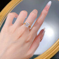 wholesale S925 Silver Gold-Plated New Imported High-Carbon Diamond Ring 8*10 White Ice Flower Cut for Cross-Border-0-3