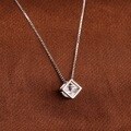 wholesale S925 Sterling Silver Maker's Cubic 3D Square Flash Diamond Necklace, Personalized Ins Light Luxury Hollow Cube Minimalist Collarbone-0-1
