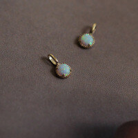 wholesale 9K solid gold pendant imitating opal multicolor stone mini round Korean and Japanese necklace bracelet charm-9K gold