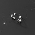 wholesale S925 Sterling Silver Small Star Earrings, Minimalist Korean Style Sweet Five-Pointed Star Double Layer Ear Accessories M00406-0-1