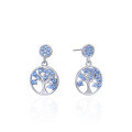 wholesale S925 Sterling Silver European and American Cross-Border Bohemian Tree of Life Earrings with Zirconia, Small Round Ear Drops for Women-0-4