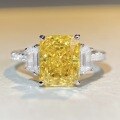 wholesale S925 silver trending live-streaming women's ring with yellow diamond princess square and zirconia,-0-3
