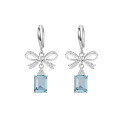 wholesale S925 Sterling Silver Bow-Shaped Zircon Necklace and Earrings Set, Light Luxury Fashion Earrings, Niche Design Elegant Collarbone Chain-0-8