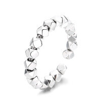 wholesale S925 Sterling Silver Geometric Diamond-Cut Crushed Silver Ring, Ins Korean Style Creative Minimalist Index Finger Ring-510FJ/approx. 3g Opening adjustable