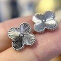 wholesale S925 Sterling Silver Laser Four-Leaf Clover Flower Minimalist Earrings, Fashionable Light Luxury Small-Chic Style Design Versatile Ear Accessories-0-0