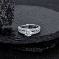 Adjustable Sterling Silver Moissanite Ring, Live-Streaming Fashion Design-0-1