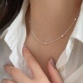 wholesale S925 Sterling Silver Rice Grain Bead Necklace for Women, Ins Style, Niche, High-End, Minimalist Bean Pendant Collarbone Chain-0-0