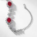 wholesale S925 Sterling Silver New European and American Luxury Full-Diamond Pigeon Blood Red Bracelet for Women with Colored Cultivated Ruby and Sapphire-0-1