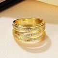Metal Multi-Row Diamond Ring for Women, Super Sparkling Fashion Light Luxury Design-0-2