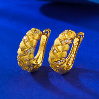 wholesale S925 Gold-Plated Wheat Weave Brushed Ear Clasp, Fashionable and Versatile for Daily Wear Available for Distribution-E577 Wheat Ear Brushed Earrings 925 Silver