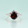 wholesale Rose gold S925 silver inlaid with natural garnet ring, luxurious and high-end 8*12mm natural gemstone ring-0-1