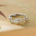 wholesale S925 Sterling Silver Fresh and Sweet Ins Style Niche Design Green Jade Bamboo Joint Bamboo Leaf Ring R02789-0-0