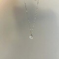 wholesale S925 Sterling Silver Minimalist New Chinese Style Small Cabochon White Chalcedony Necklace, Elegant and Sophisticated Petite Moonlight Collarbone Chain for Women-0-1