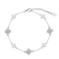 wholesale 925 Sterling Silver Korean-style Internet-famous Natural Shell Four-Leaf Clover Bracelet for Women, Minimalist Niche Design Sweet Accessory-0-6
