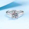 wholesale Pt950 plated S925 silver 1-carat moissanite ring for women, empty setting, drop shipping-0-0