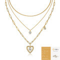 Metal French Three-Layer Long Layered Necklace for Women, Summer Minimalist Ins Style Fade-Resistant Luxury Niche-0-13