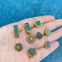 wholesale S925 silver gold-plated natural A-grade blue water jadeite bamboo leaf clover small flower accessory DIY handmade semi-finished product-Bamboo Section 1